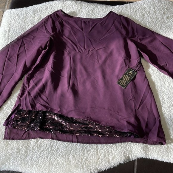 DG2 by Diane Gilman Asymmetric Blouse with Sequin Tank - Picture 4 of 11